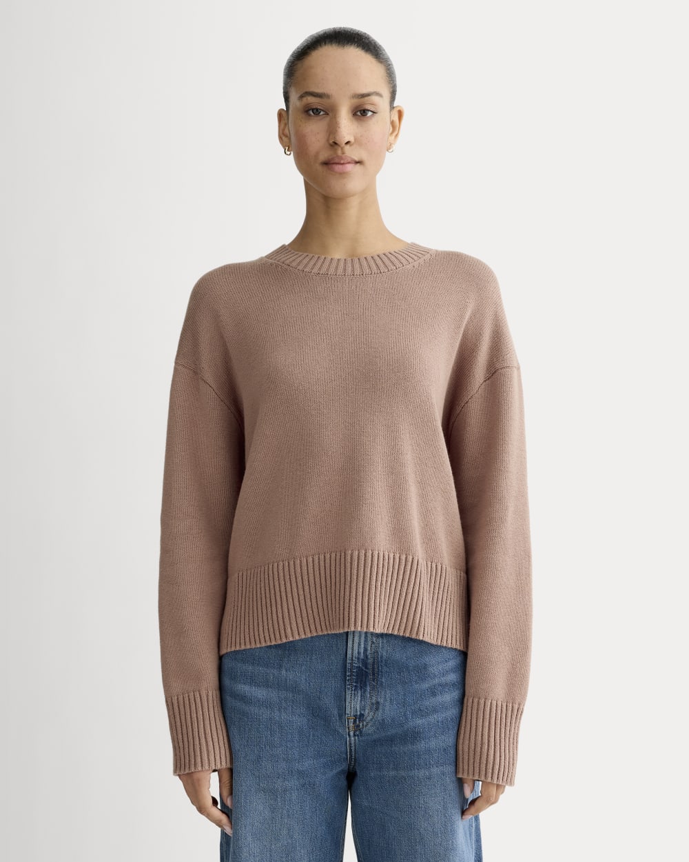 The Boxy Sweater in Everyday Cotton in Rose Dusk — front view