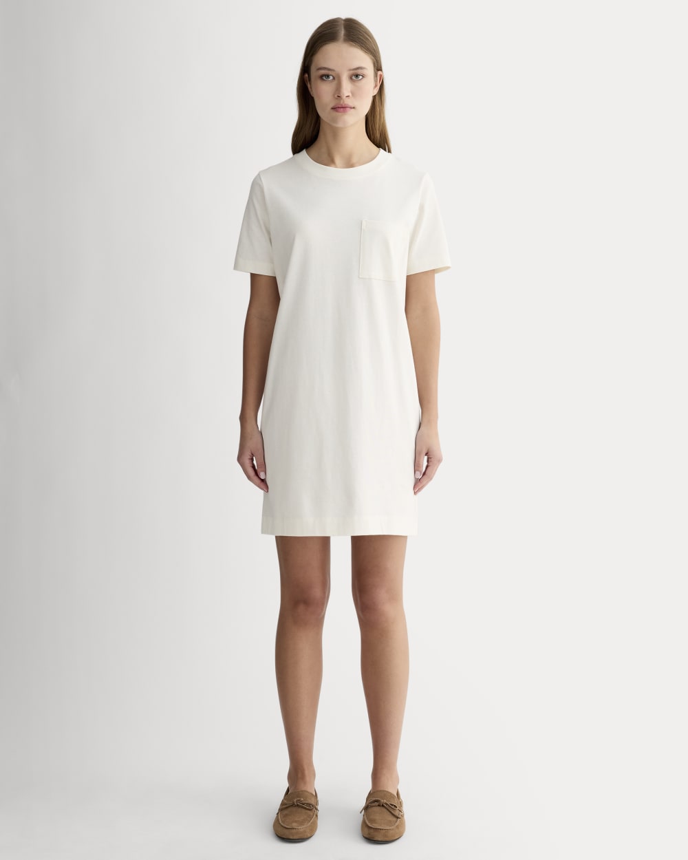 The Organic Cotton Weekend Tee Dress in Canvas — front view