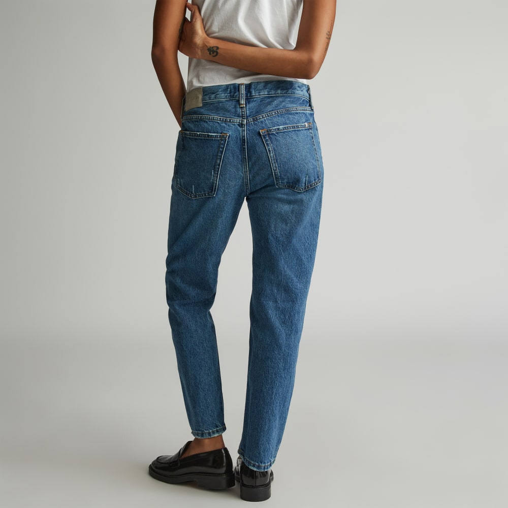 The Rigid Slouch Jean in Washed Indigo — detail view