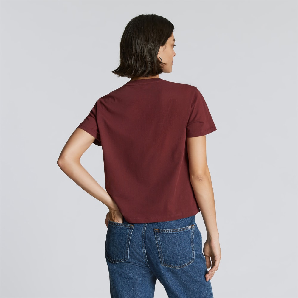 The Box-Cut Tee in Essential Cotton in Brandy — detail view