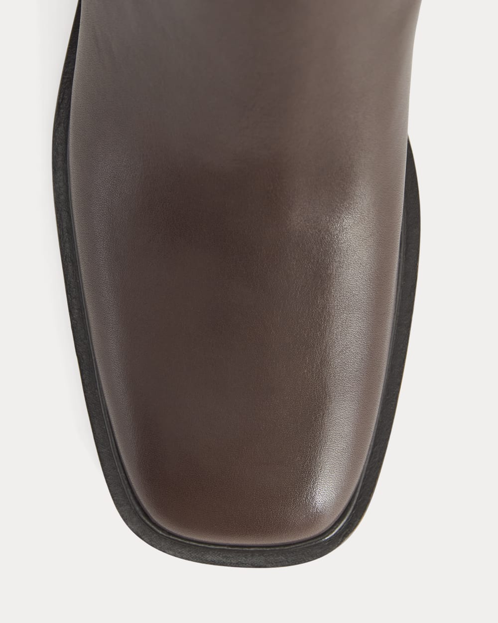 Leather Knee-High City Boot in Deep Brown — detail view