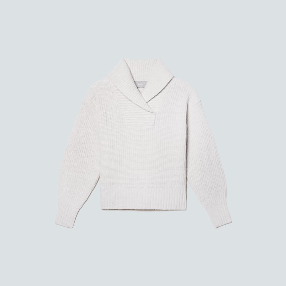 The Felted Merino Shawl Collar Sweater in Heathered Oat — alternate view