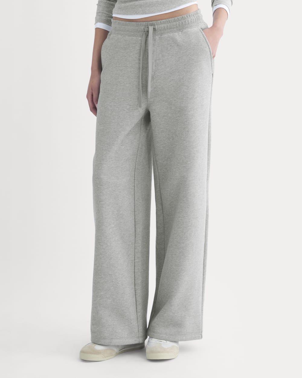 Luxe Fleece Wide-Leg Sweatpant in Vintage Heather Grey — detail view