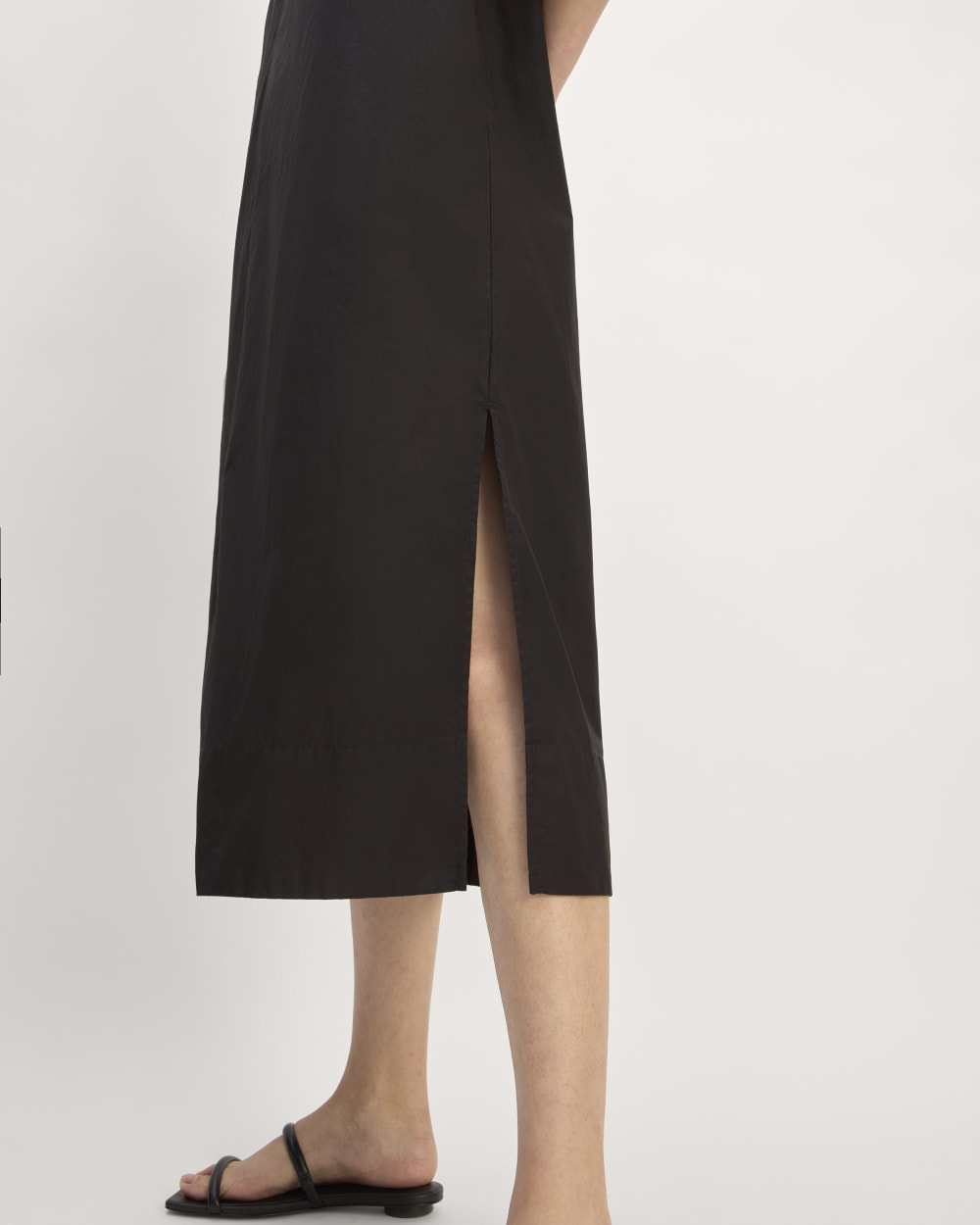 The Supima® Puff-Sleeve Dress in Black — detail view