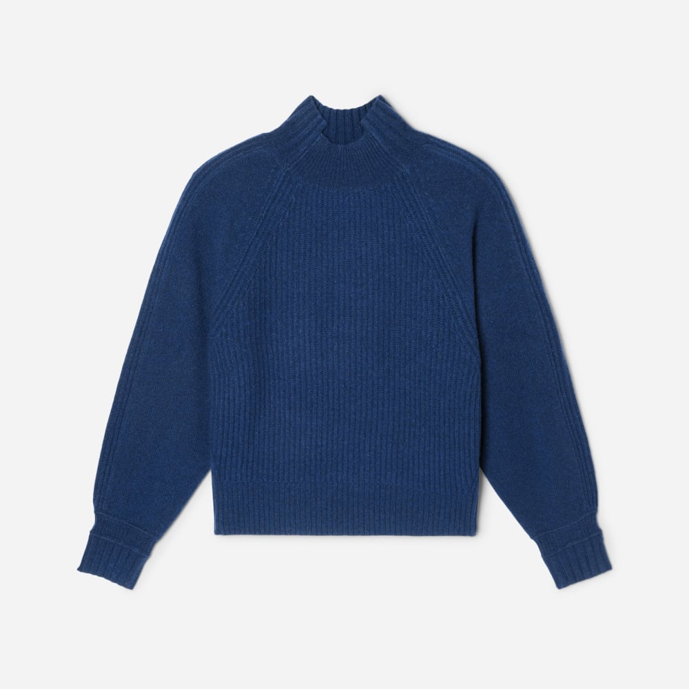 The Cashmere Ribbed Turtleneck in Bright Navy — alternate view