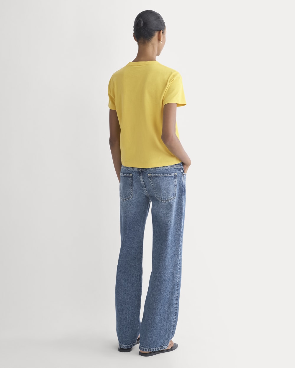 The Box-Cut Tee in Essential Cotton in Passion Fruit — detail view