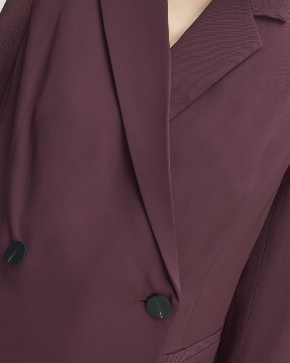 The Drapey Blazer in Burgundy — detail view