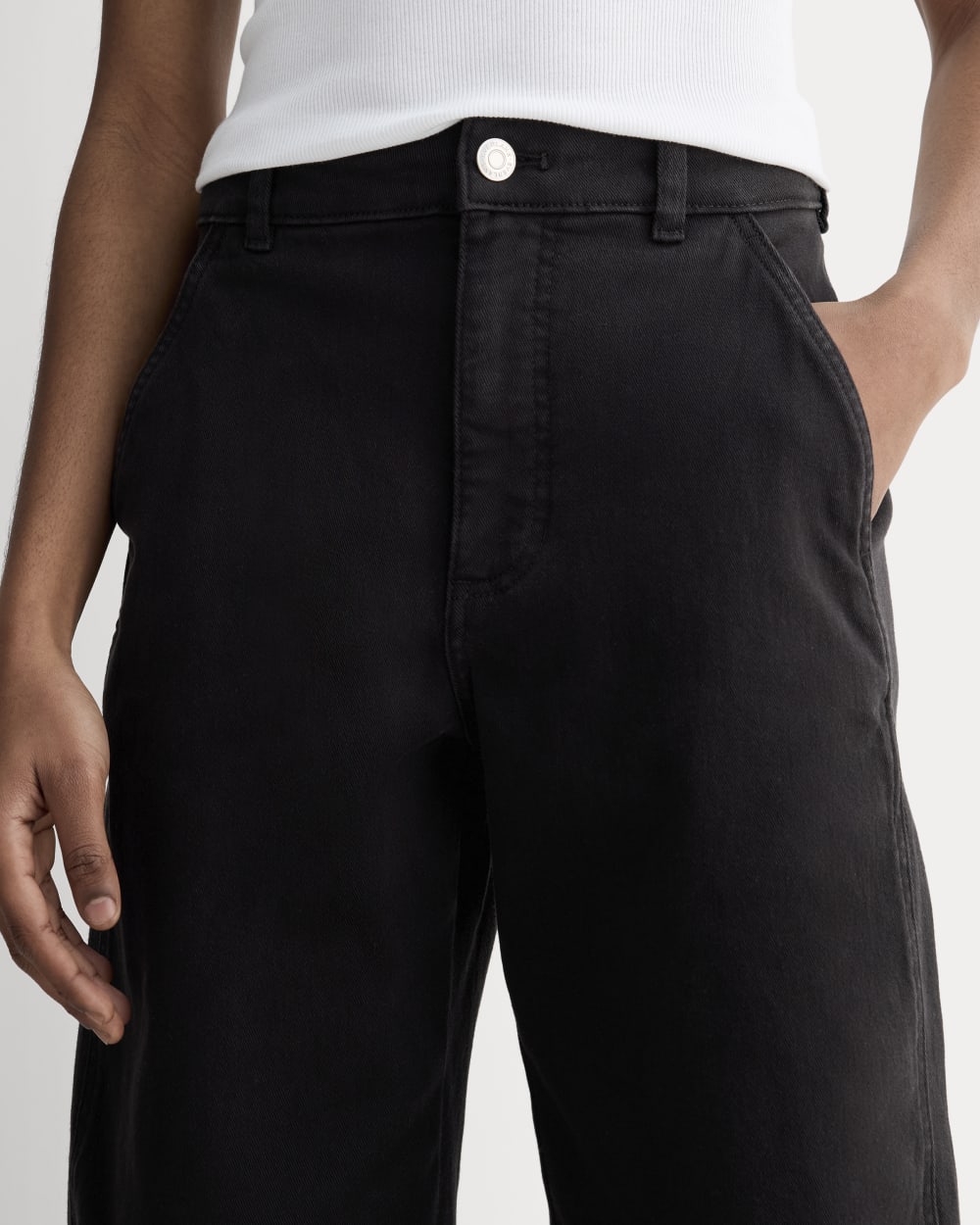 The Utility Barrel Pant in Black — detail view