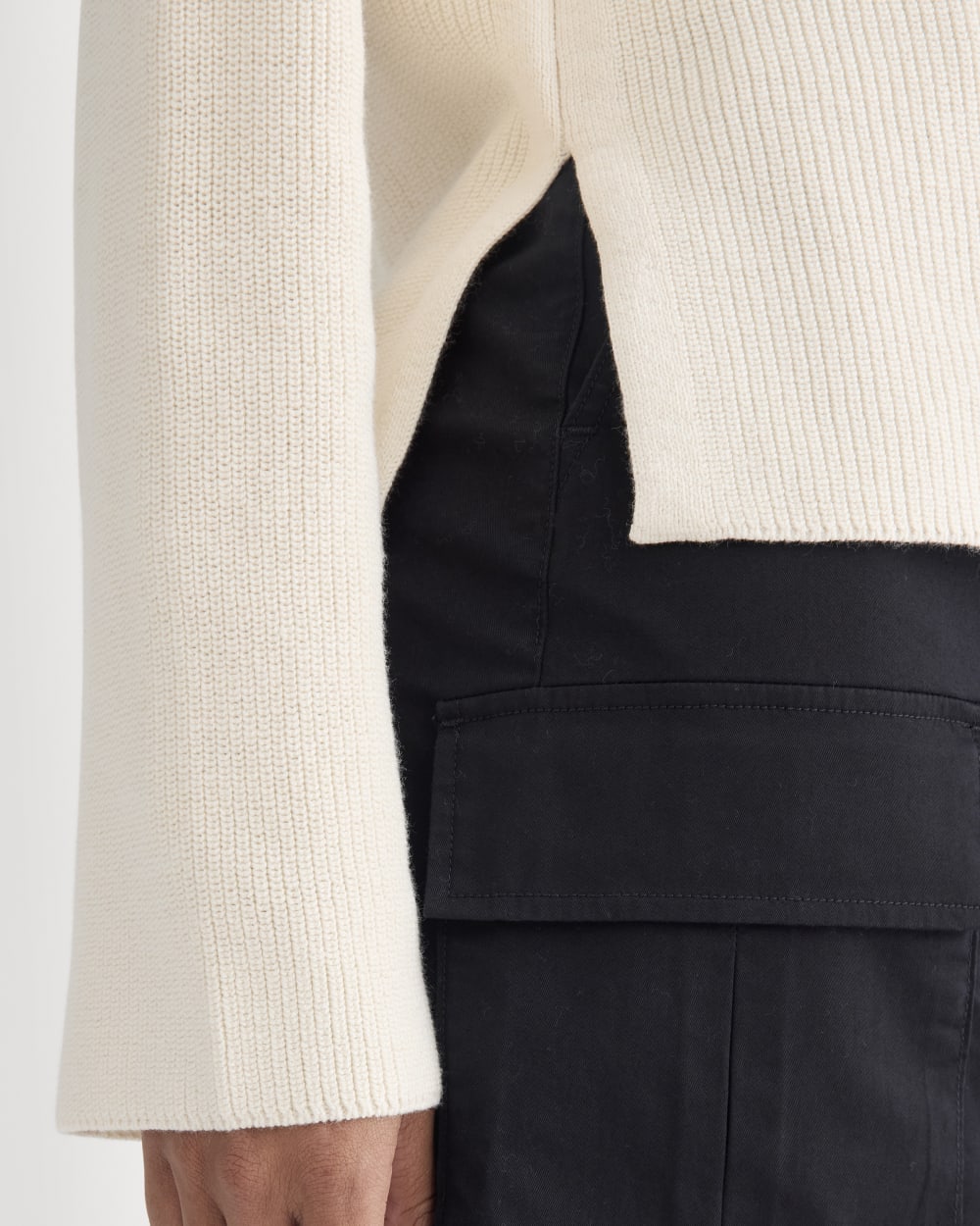 The Boatneck Top in Everyday Cotton in Canvas — detail view