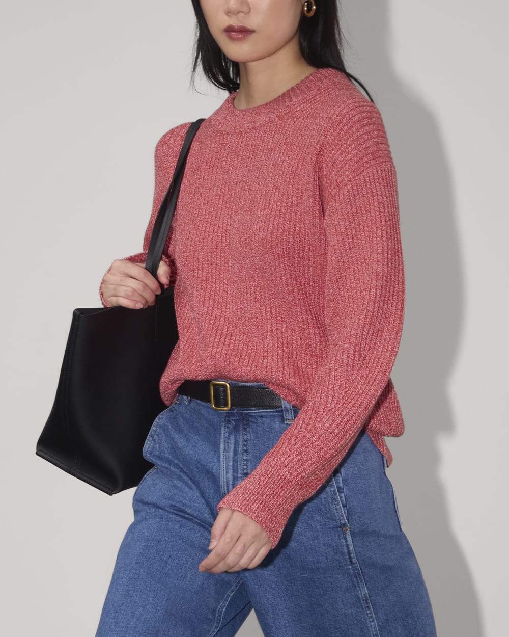 The Cocoon Crew in Everyday Cotton in Pink Peony / Classic Red — detail view