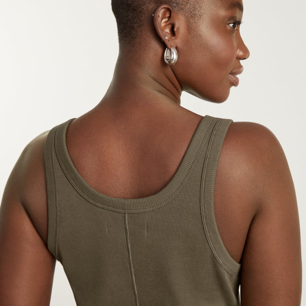 The ’90s Rib Dress in Beech — detail view
