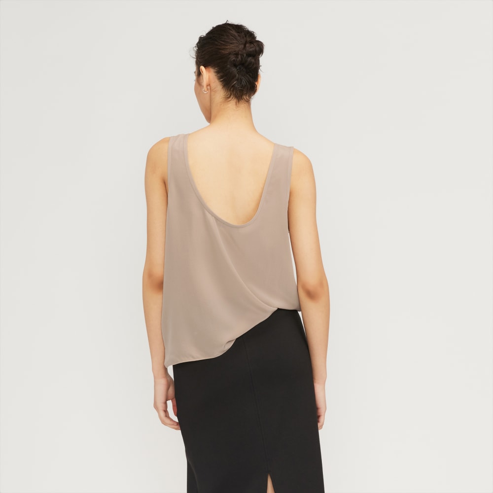 The Scoop Tank in Washable Silk in Burnt Sugar — detail view