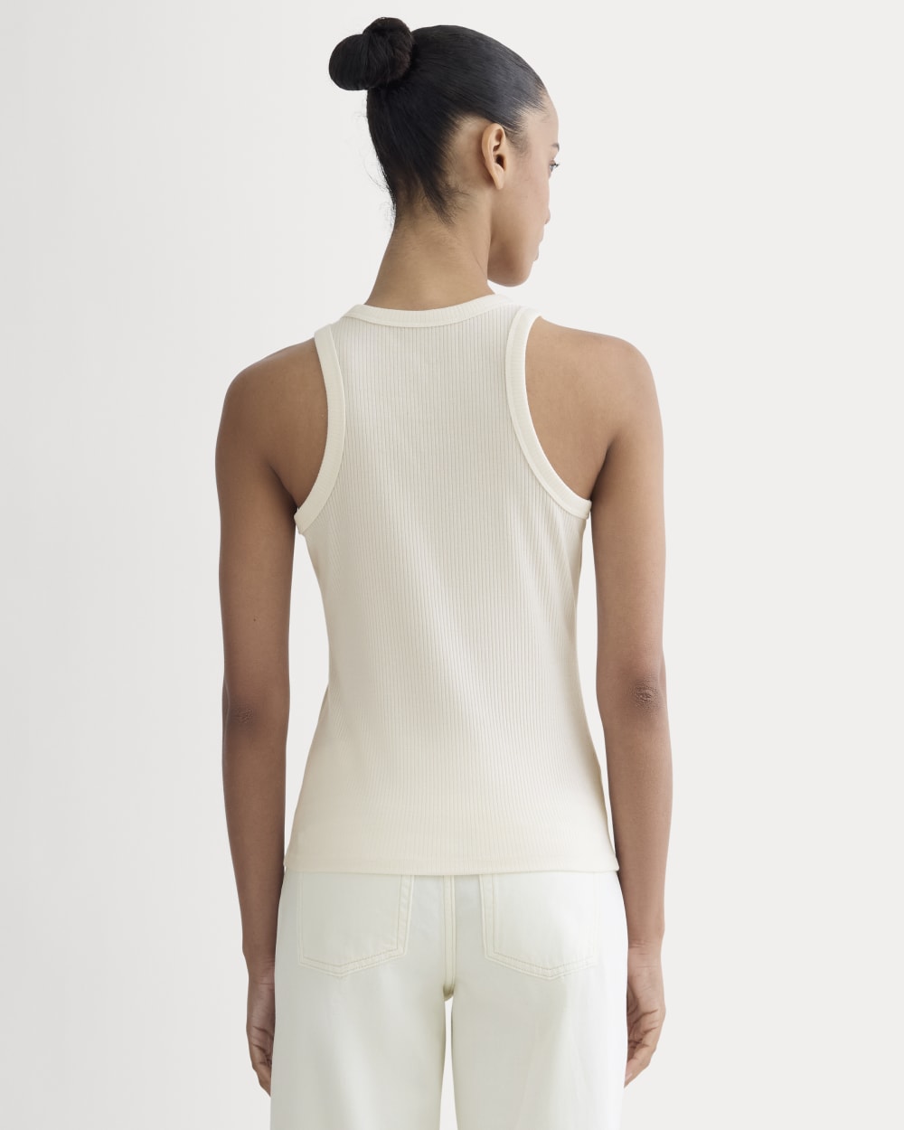 The Shimmy Cutaway Tank in Bone — detail view