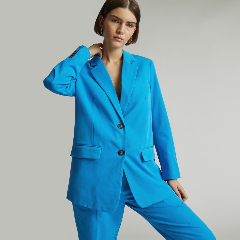 The Oversized Blazer in Buttersmooth in Brilliant Blue — front view