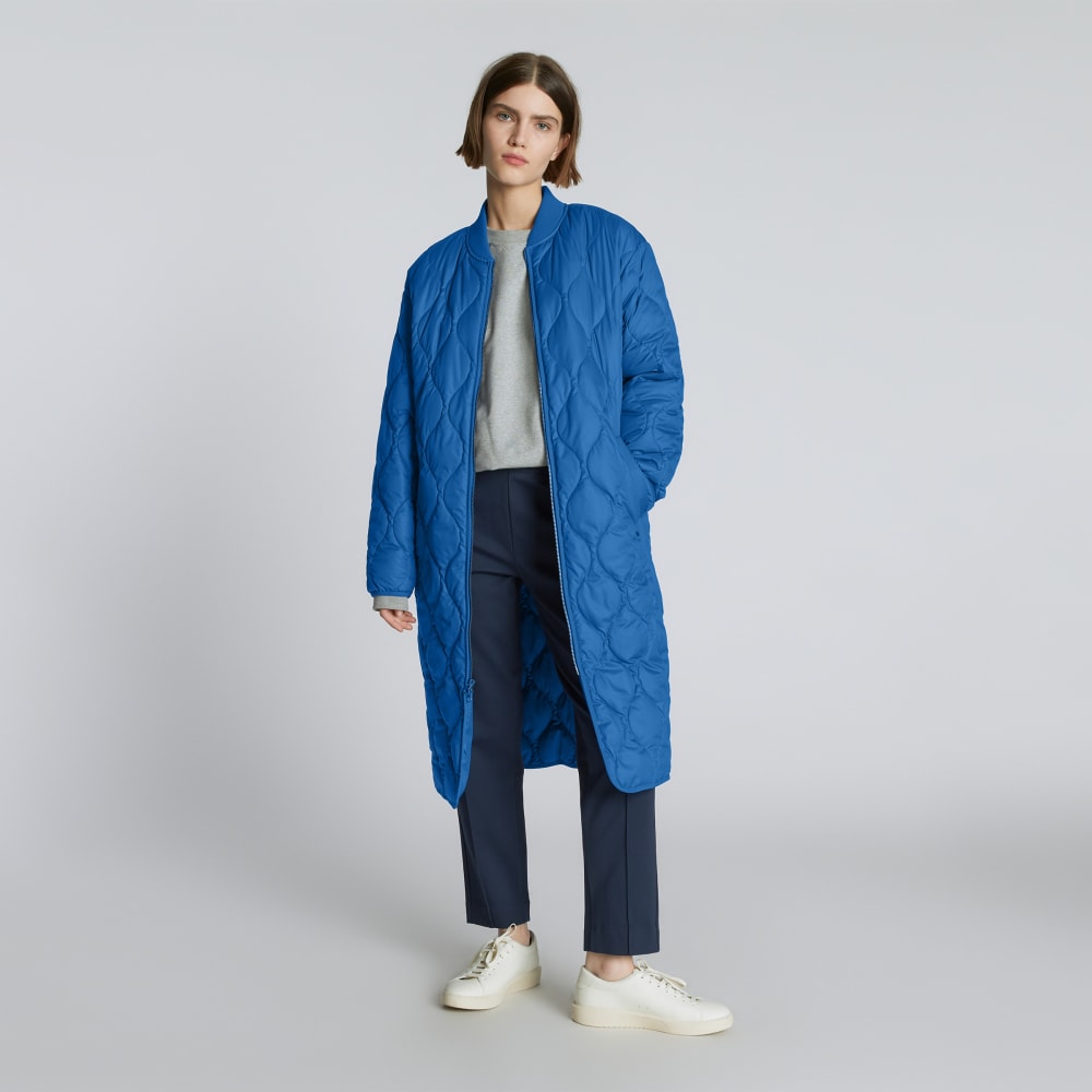The ReNew Long Liner in Lapis Blue — front view