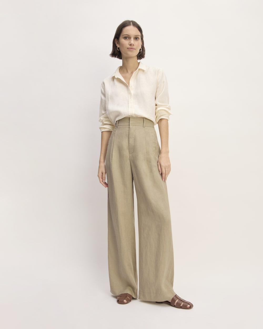 The Linen Way-High® Drape Pant in Trench Coat Khaki — front view
