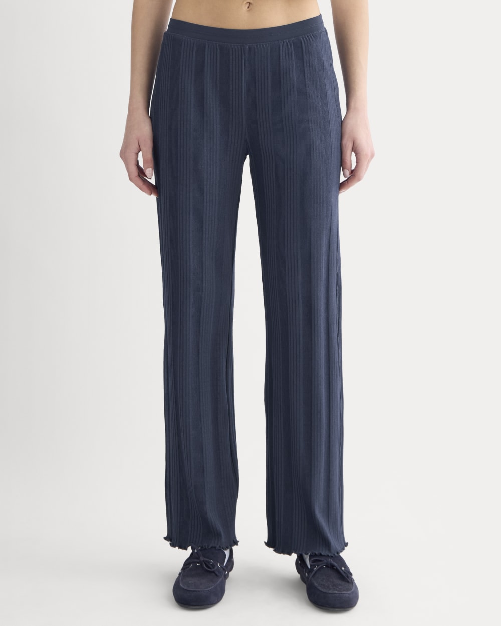 Lounge Rib Pant in Navy — detail view