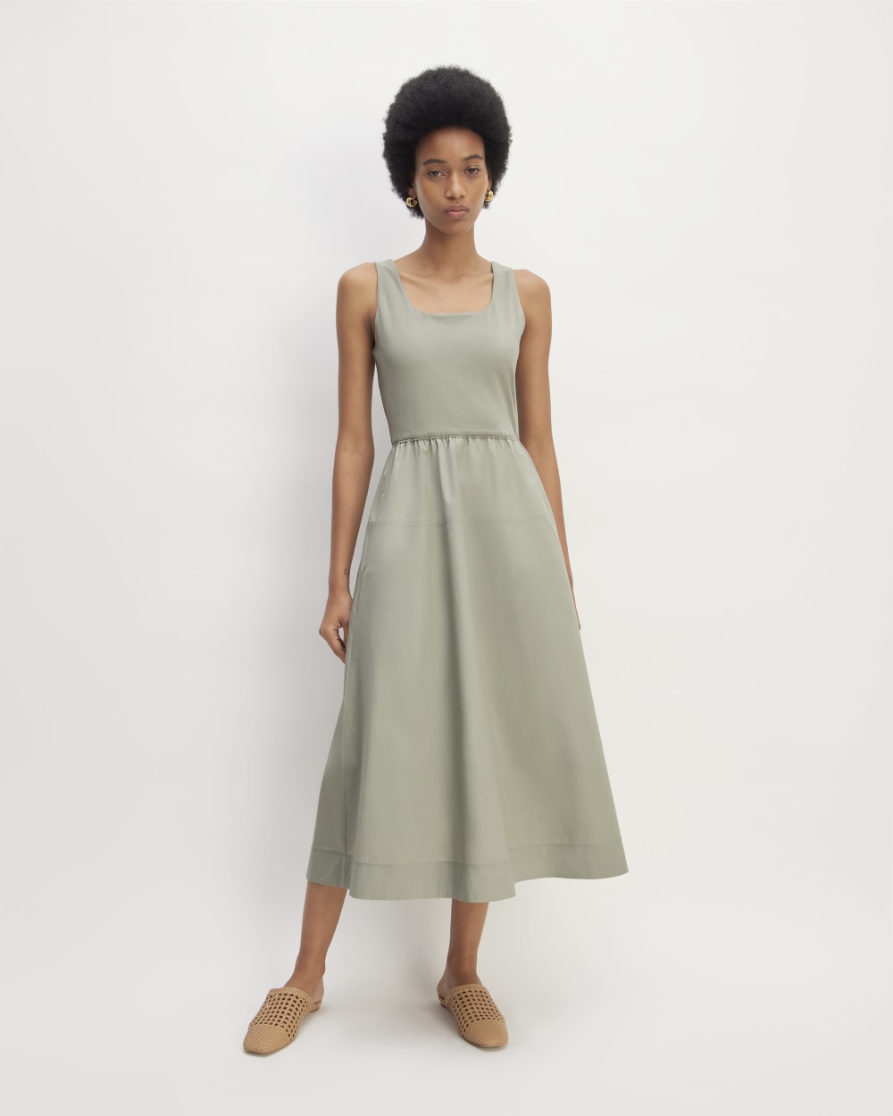 The Supima® Jersey Riviera Dress in Sage Green — front view