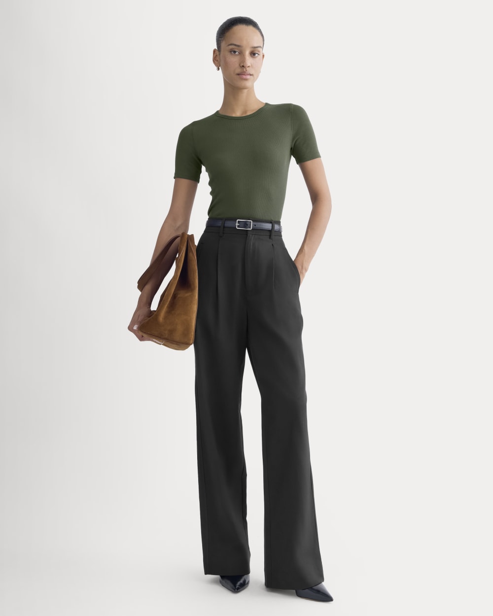 The Luxe Rib Crew in Dark Forest — detail view