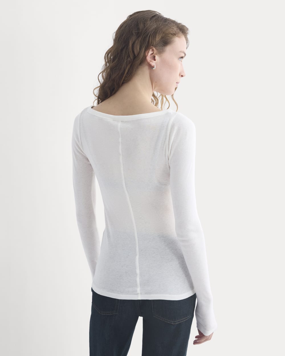 Tissue Boatneck Top in Bone — detail view