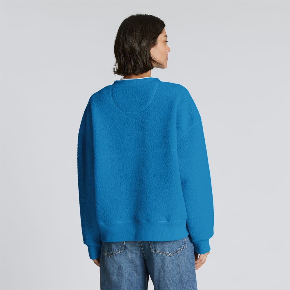 The ReNew Teddy Oversized Crew in Horizon Blue — detail view
