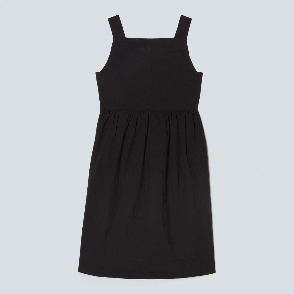 The Seersucker Midi Dress in Black — front view