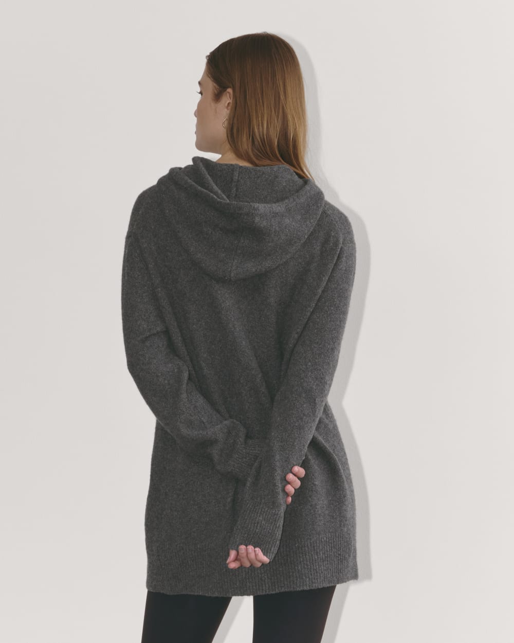 The Oversized Hoodie in Plush Cotton in Charcoal — detail view