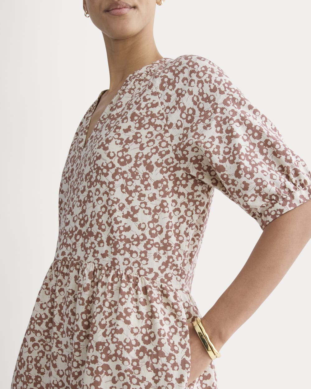 The Farmers Market Dress in Natural / Rose Dusk Floral — detail view