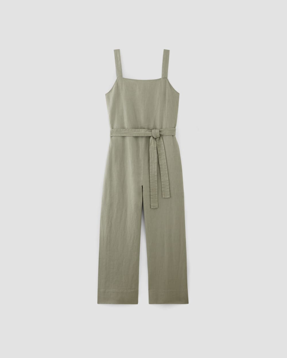 The Linen Side-Button Jumpsuit in Sage Green — alternate view