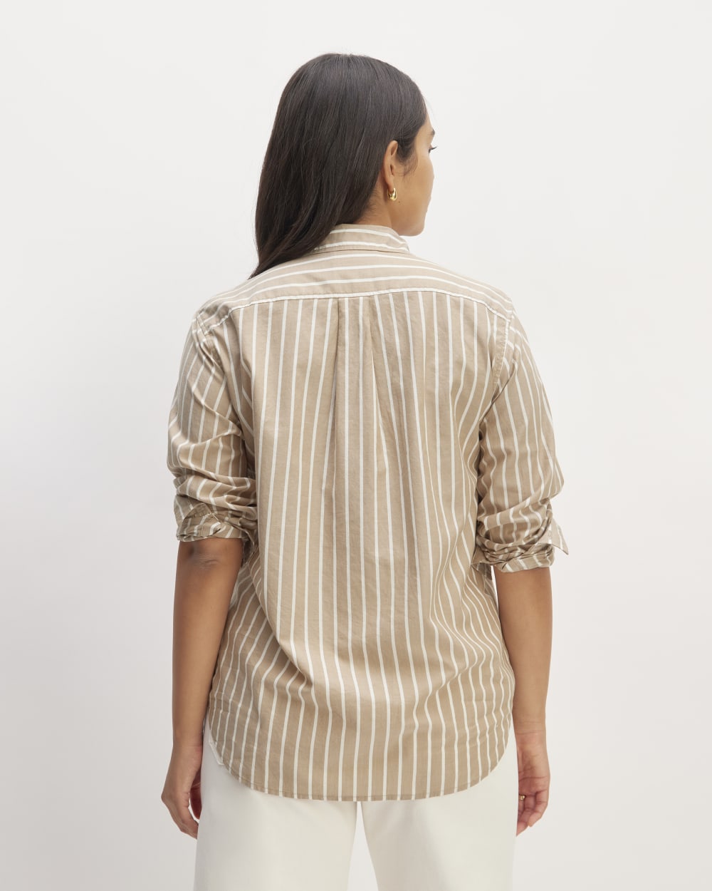 The Must-Have Shirt in Silky Cotton in Cherry Mahogany / White — detail view
