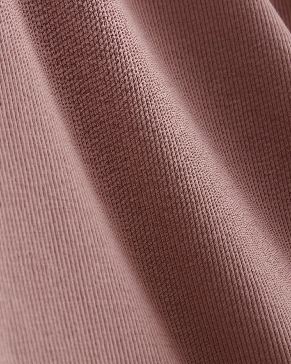 The Luxe Rib Crew in Rose Dusk — detail view