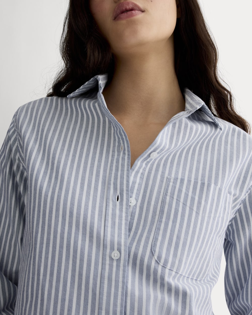 The Must-Have Oxford Shirt in Bone / Mazarine Blue — detail view