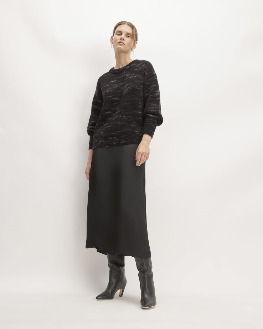 The Cocoon Crew in Alpaca in Black Heather — detail view