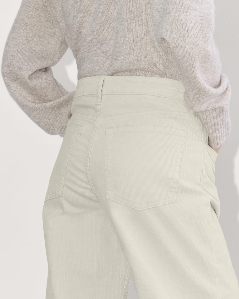 The Mid-Way Pant in Corduroy in Sandstone — detail view