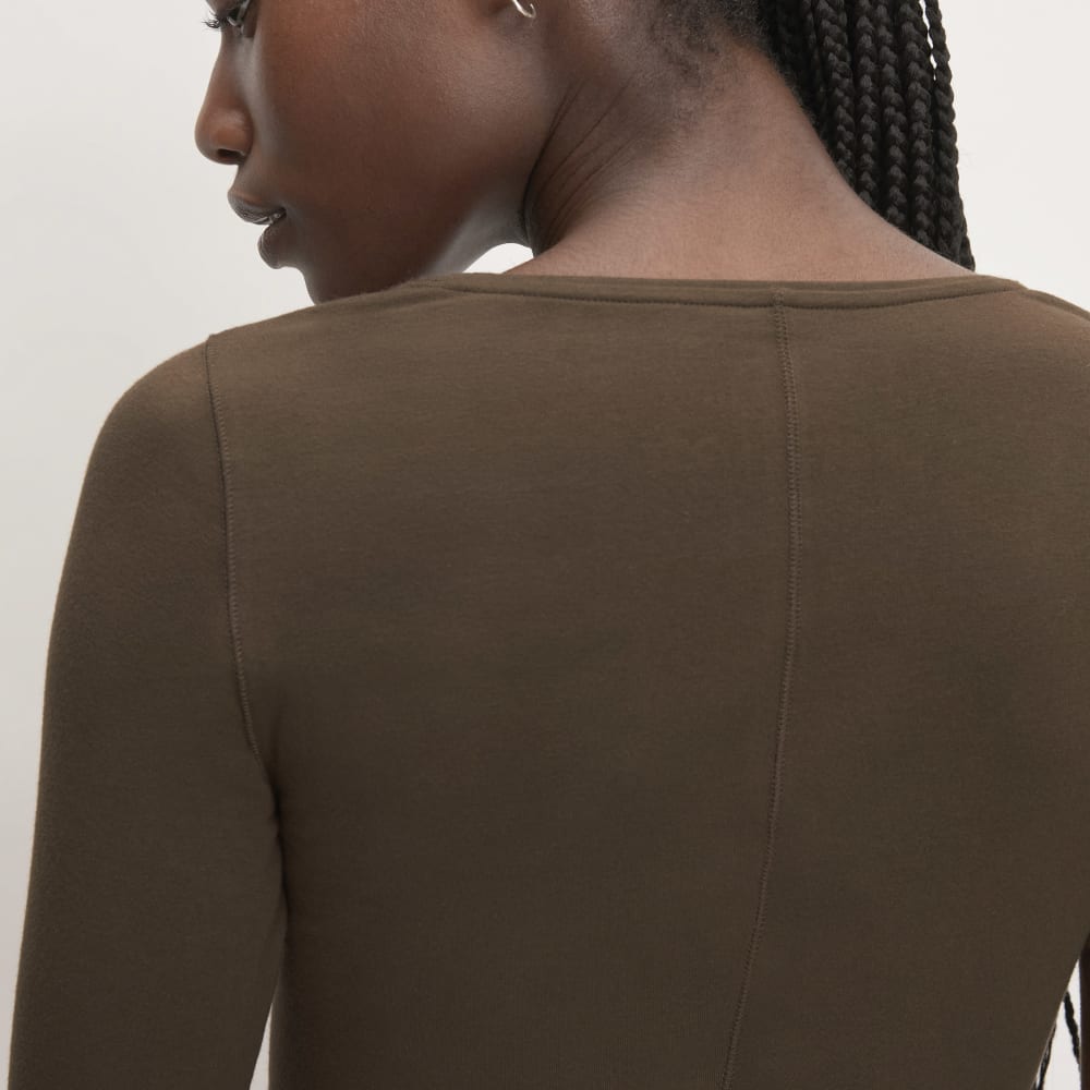 The Supima® Form Ballet Neck Tee in Cocoa — detail view