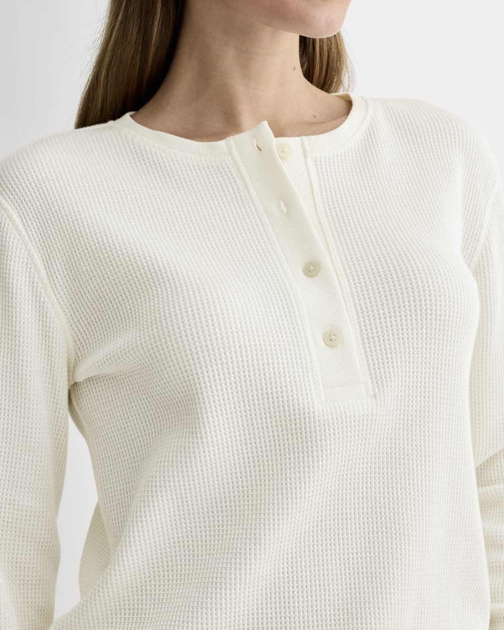 The Waffle Henley in Bone — detail view