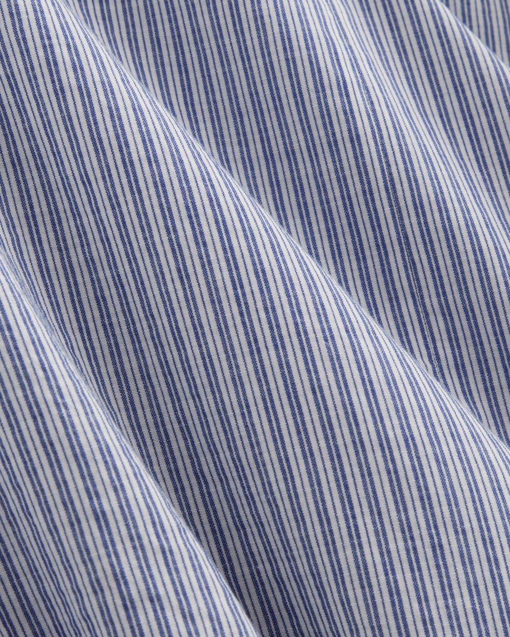 The Gauze Gathered Top in Mazarine Blue / Optic White — detail view