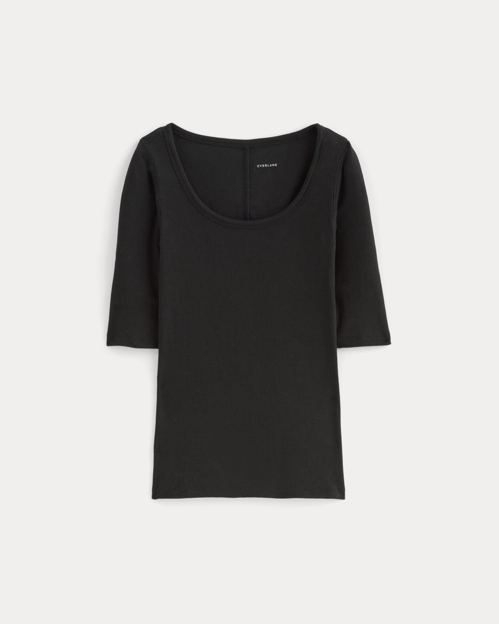 The Luxe Rib Scoop-Neck Tee in Black — alternate view