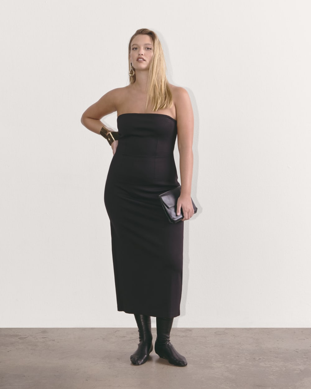 The Dream Strapless Dress in Black — front view