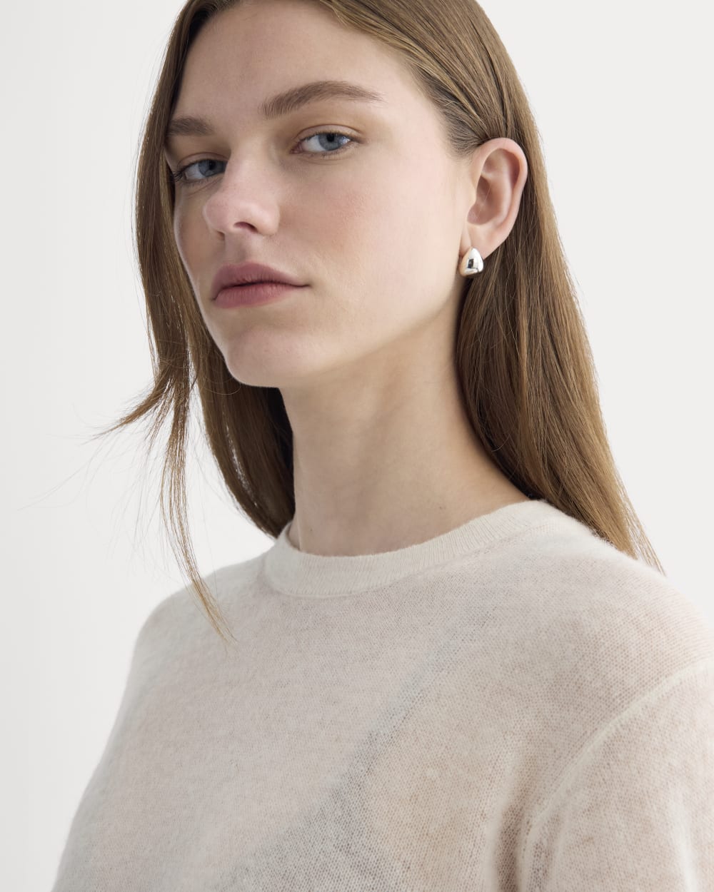 The Air Alpaca™ Relaxed Crew Top in Birch — detail view