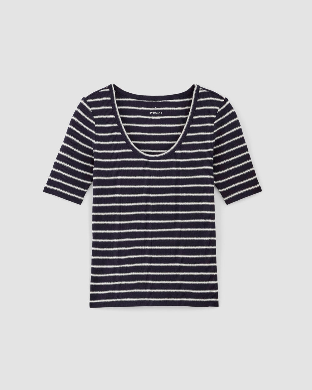 The Vintage Rib Scoop-Neck Top in Navy / Bone — alternate view