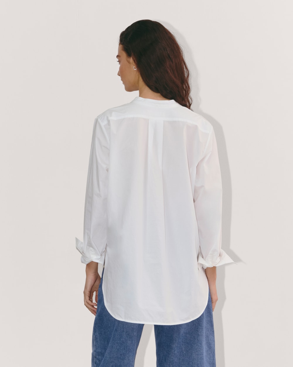 The Oversized Shirt in Ultrasoft Cotton in White — detail view