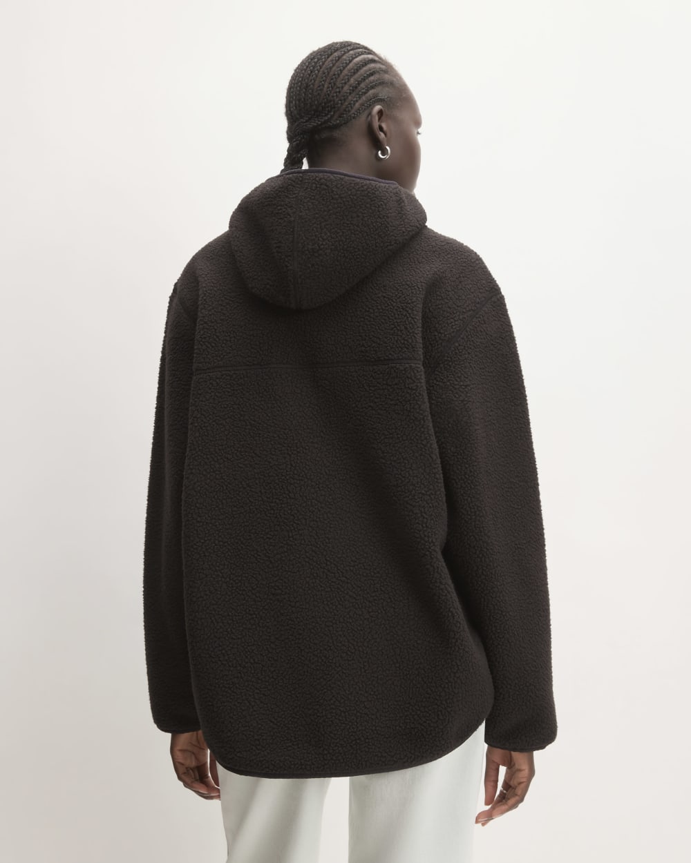 The ReNew Fleece Full-Zip Hoodie in Black — detail view