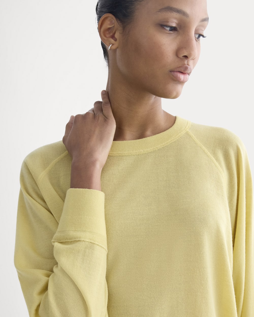 Raglan Sweater in Ultrasoft Merino in Double Cream — detail view