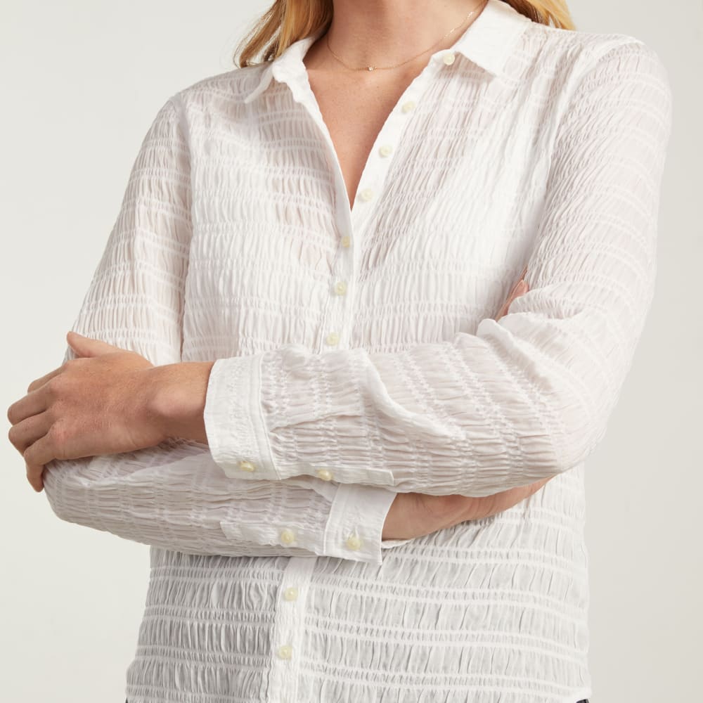 The Button Smock Top in White — detail view