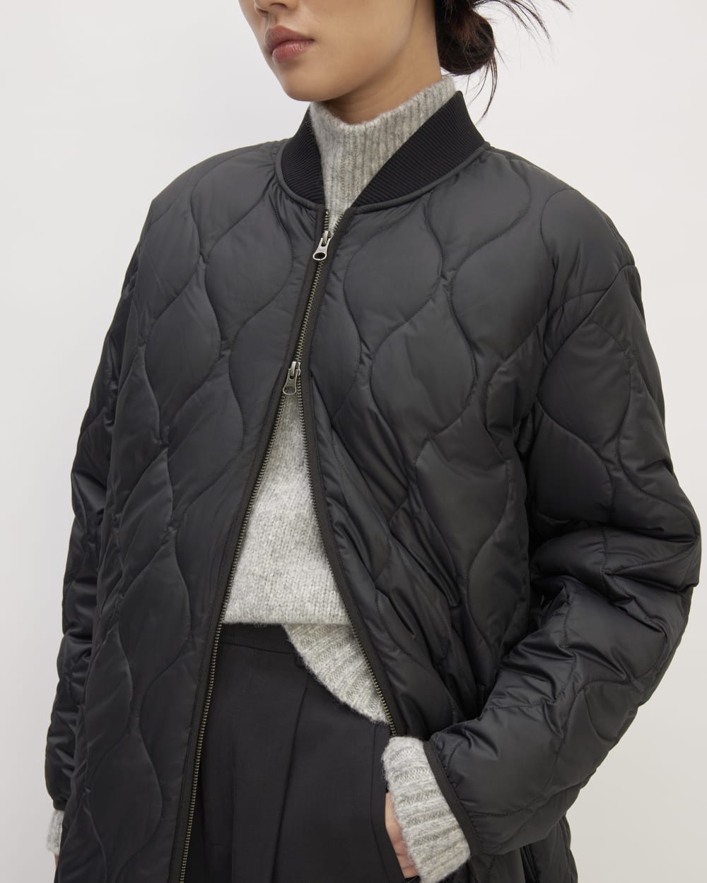 The ReNew Long Liner in Black — detail view