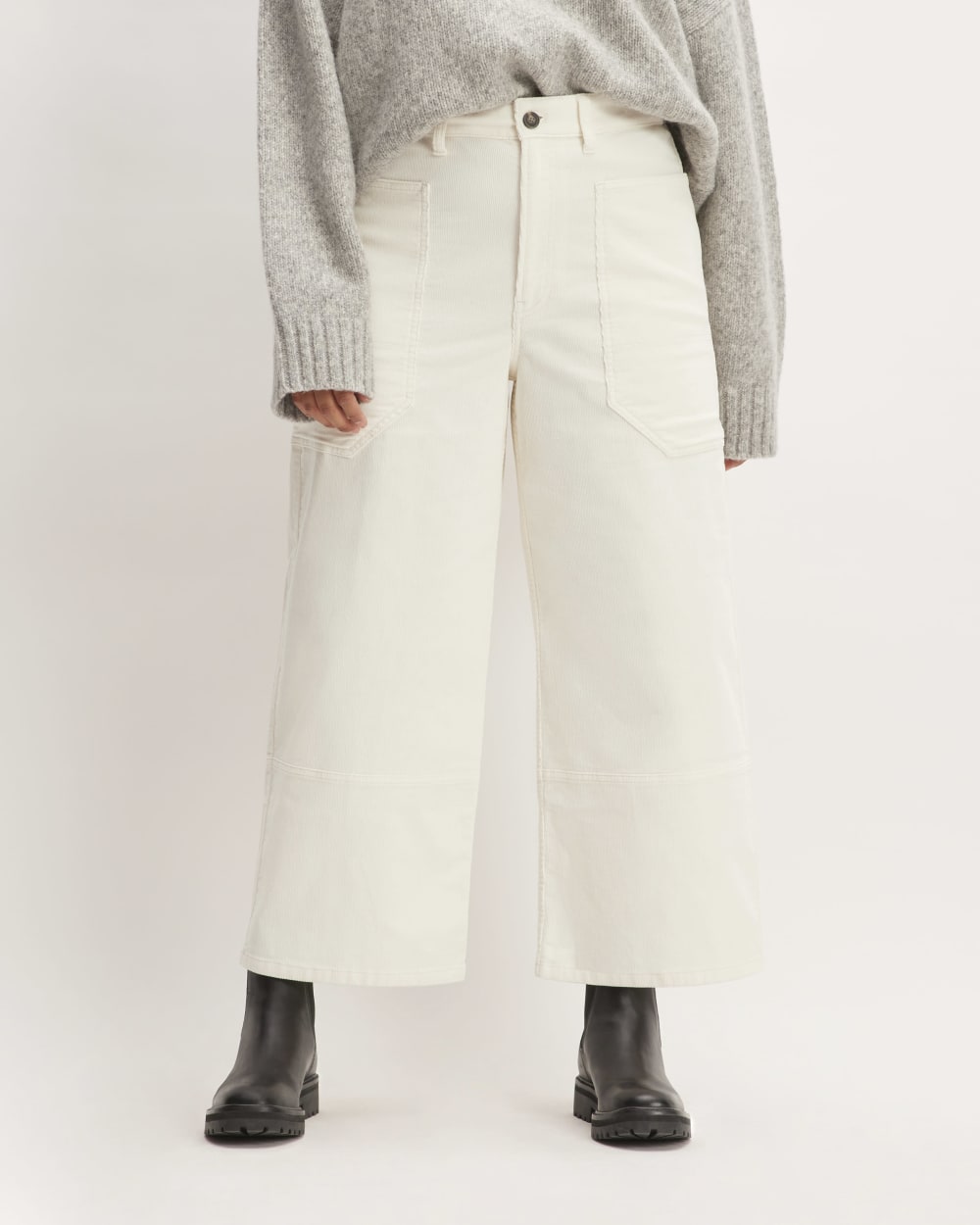 The Corduroy Gardener Pant in Bone — detail view