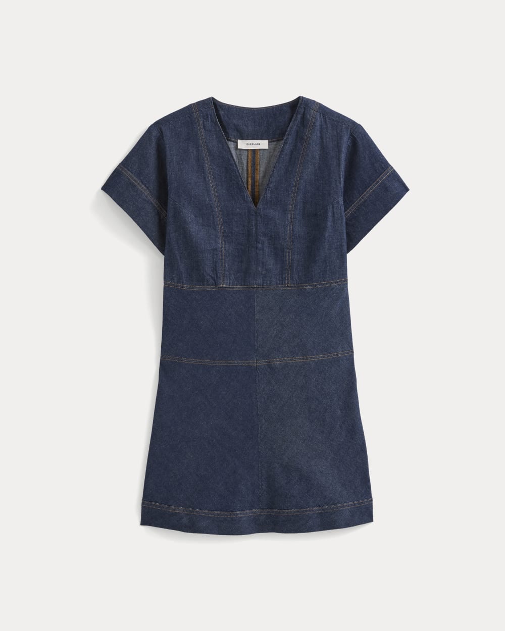 Denim Short-Sleeve Dress in Dark Indigo Rinse — alternate view