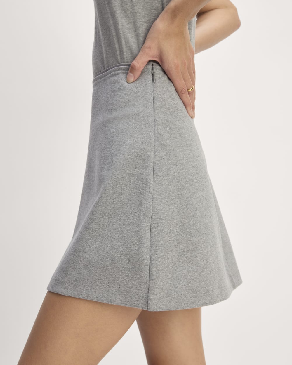 The Dream Mini Skirt in Mid Heather Grey — detail view