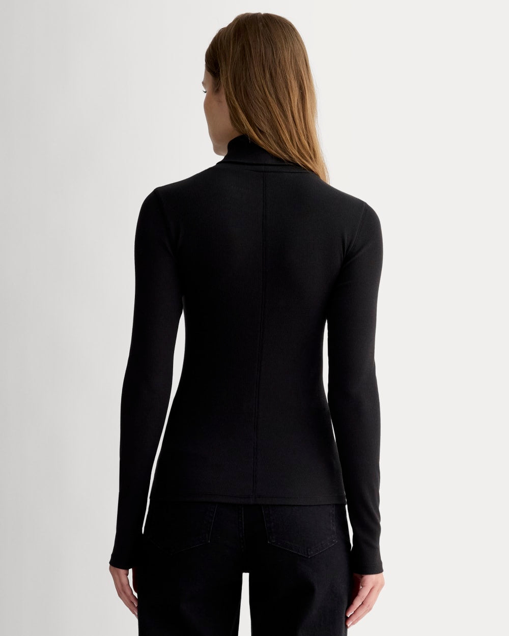 The Luxe Rib Turtleneck in Black — detail view